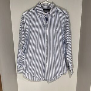 Polo by Ralph Lauren Men's White and Blue Striped Shirt